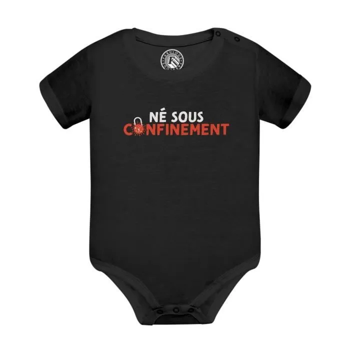 Body Bébé Manche Courte Noir Né Sous Confinement Bébé Nouveau Né-0