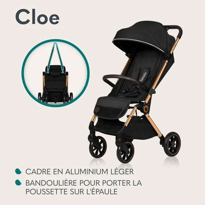 Poussette bébé compacte LIONELO Cloe - Jusqu'à 22 Kg - Système légère & pliable - Grandes Roues - Marron-3