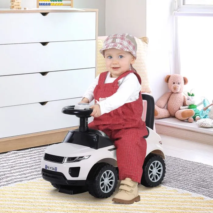 Porteur Enfants Voiture HOMCOM - Blanc - Coffre et klaxon - 4 roues - 12-36 mois-1