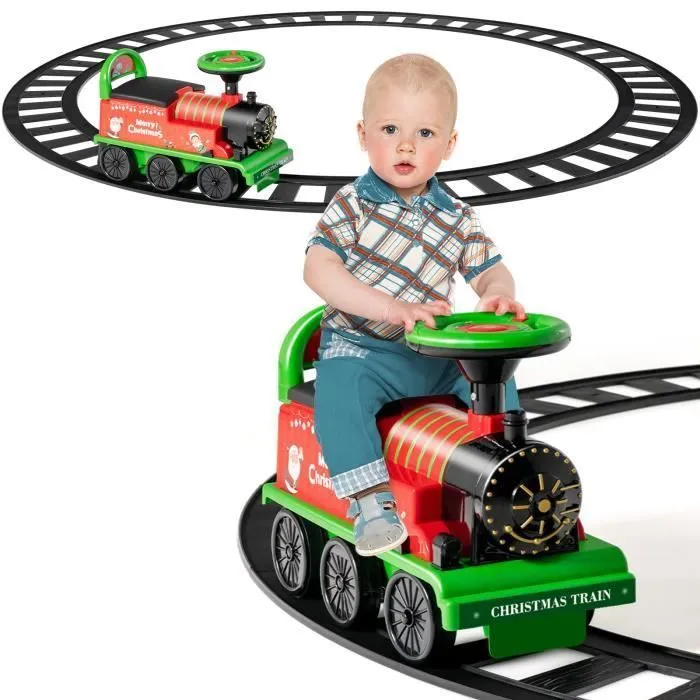 Train Electrique pour Enfants - COSTWAY - Vert - Rail 220cm - Autonomie 3h-0