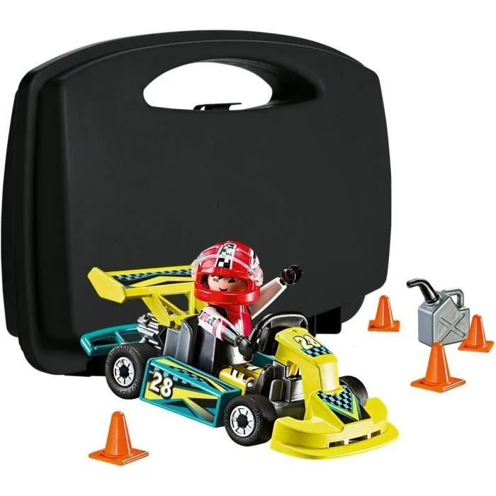Playmobil 9322 Valisette Pilote de Karting, City Life, Stuntshow, 29 pièces, Dès 4 ans-2