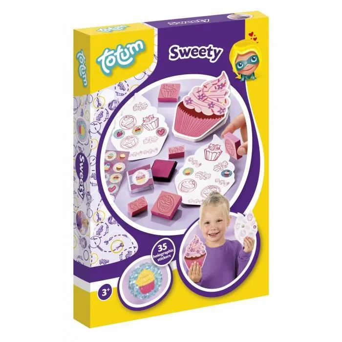 Totum - Ensemble de timbres cupcake - Jouet créatif pour filles de 3 ans et plus - Multicolore