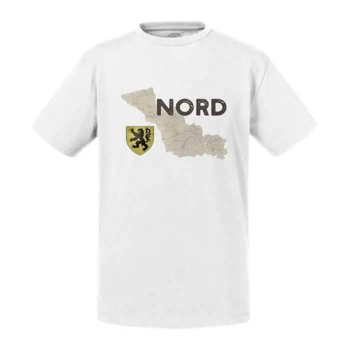 T-shirt Enfant Blanc Nord 59 Departement Ch'ti Lille Carte Ancienne-0