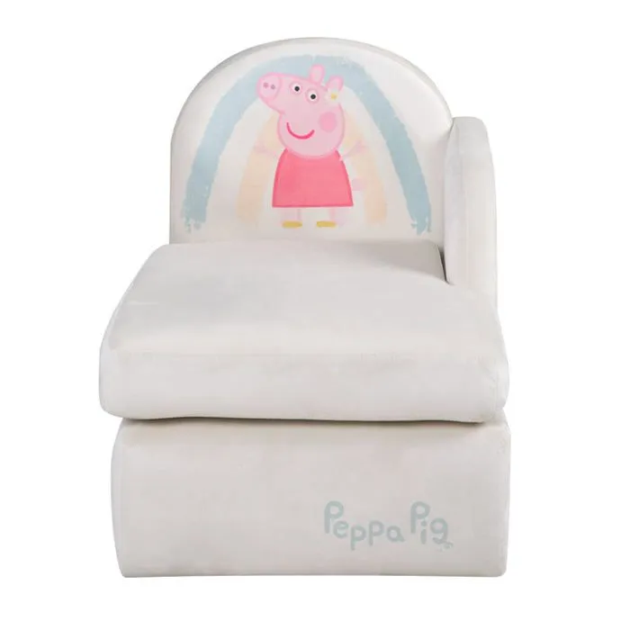 ROBA Canapé Bébé en Velours Peppa Pig - Assise Confortable avec Accoudoir Latéral et Dossier - Beige / Motif Truie-4