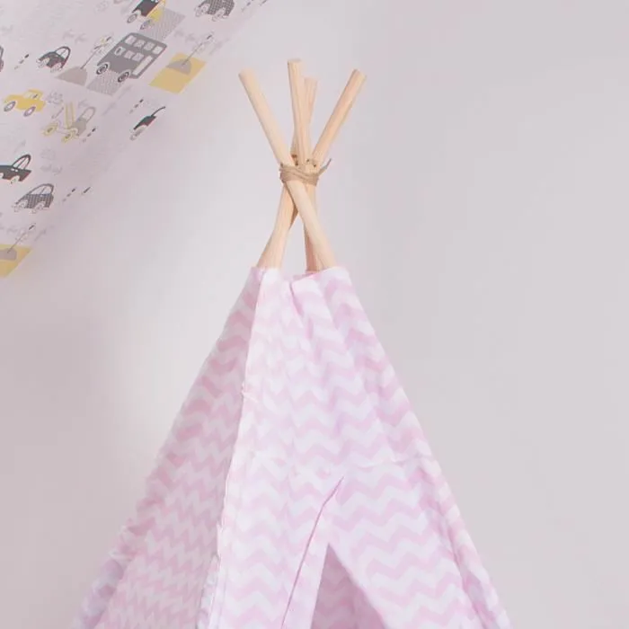 Tente Tipi Wigwam pour enfant en coton SPRINGOS® - Rose - 160x120x100 cm-2