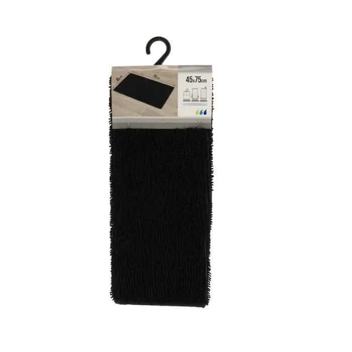 TENDANCE - Tapis de salle de bain en polyester Noir 45 x 75 cm-0