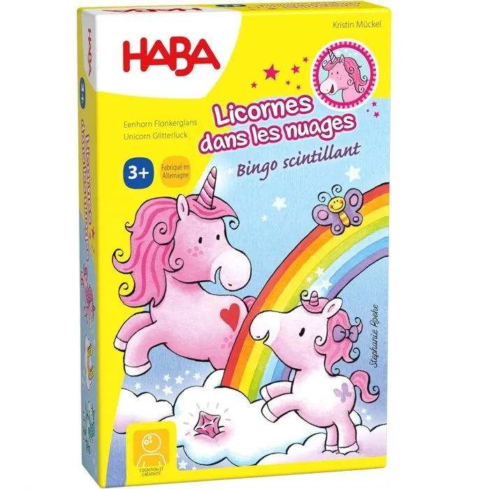 Jeu de bingo Licornes dans les nuages HABA - Bingo scintillant - 3 ans et plus-1