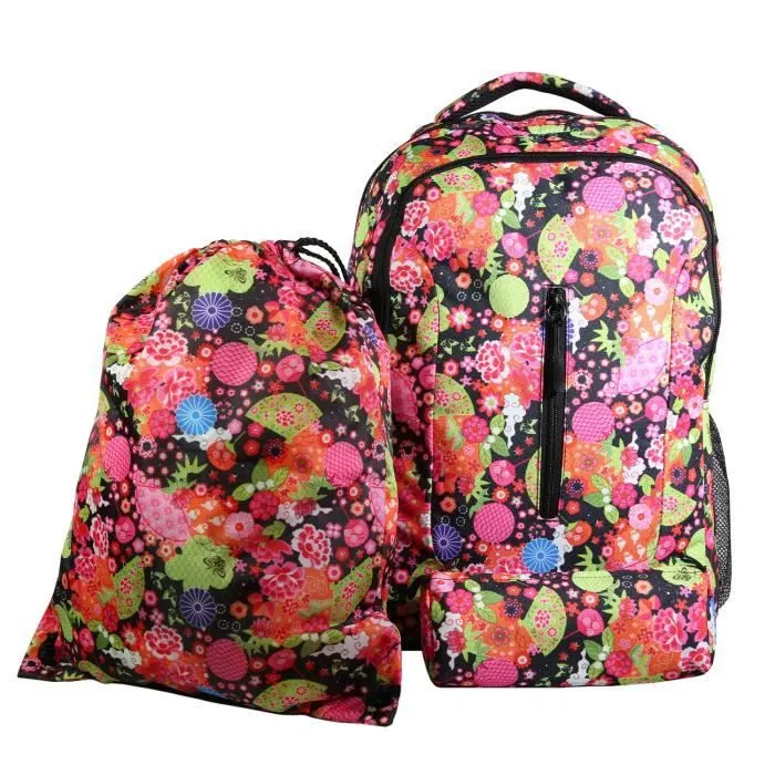 BAGTROTTER Set de sac à dos, sac gym et trousse Bagtrotter Multicolore Fleurs japonaises-0
