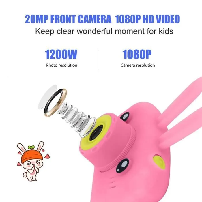 Appareil photo numérique pour enfants - SURENHAP - 12MP - Vidéo HD 1080P - Carte micro SD 64Go - Rose-2