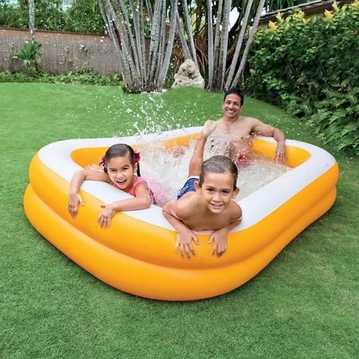 Piscine gonflable rectangulaire - INTEX - Family Abricot - Dimensions 229x147x46cm - PVC-1