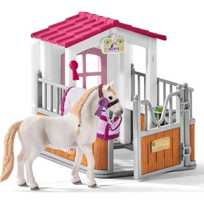 Box avec jument Lusitanienne, coffret schleich avec 12 éléments dont 1 cheval schleich inclus, coffret figurines pour enfants dès 5-4