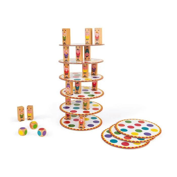 Jeu d'adresse JANOD - Acrobat' - Pour Enfants de 5 Ans et Plus - Tour de Pions en Bois Multicolores-3