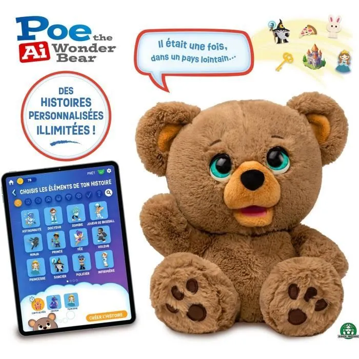 Peluche interactive - GIOCHI PREZIOSI - Ours créateur d'histoires Poe - À partir de 4 ans - LAY00-0