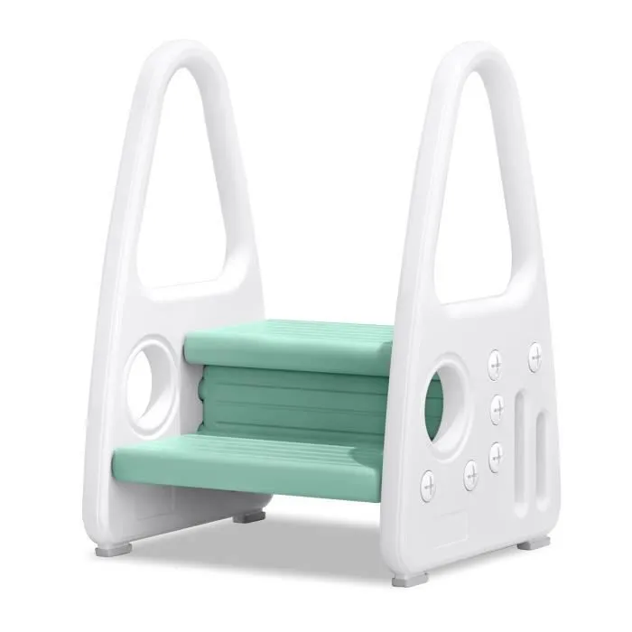 Marchepieds d'Enfant Escabeau avec Accoudoirs de Sécurité XMTECH - Vert - Pour Salle de Bains-Toilette-0
