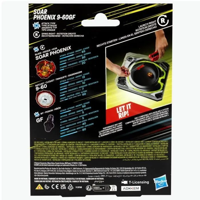 Beyblade X pack Soar Phoenix 9-60GF avec lanceur à corde deluxe, toupie à rotation droite, dès 8 ans-6