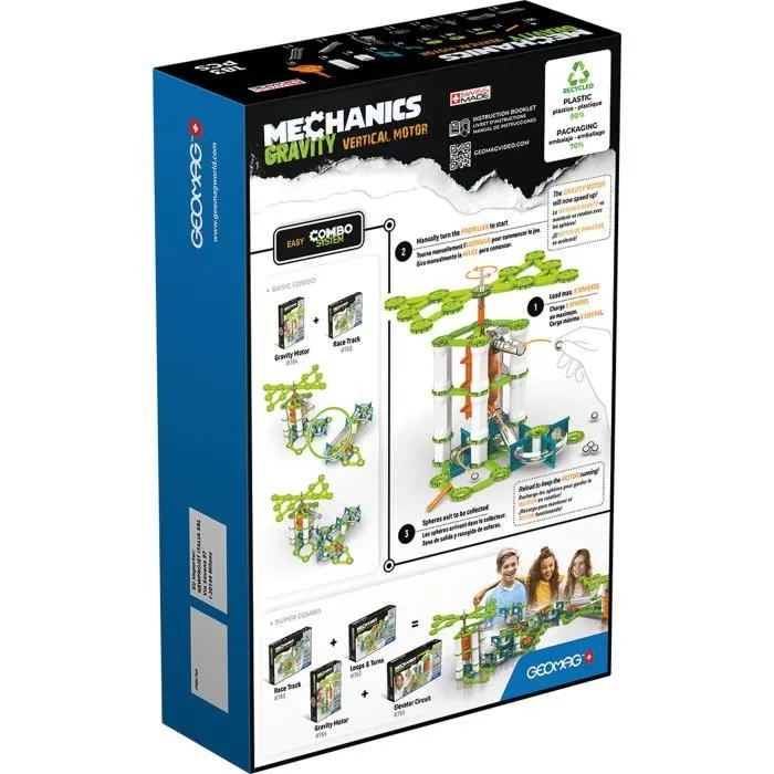 GEOMAG MECHANICS, GRAVITY 183 pcs, construction magnétique, jeux éducatifs, Jouet pour enfants dès 8 ans, GMV02-1