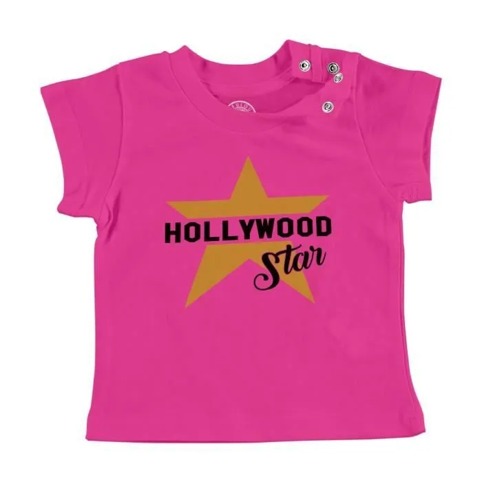 T-shirt Bébé Manche Courte Rose Hollywood Star Cinema Los Angeles Series Film TV-0