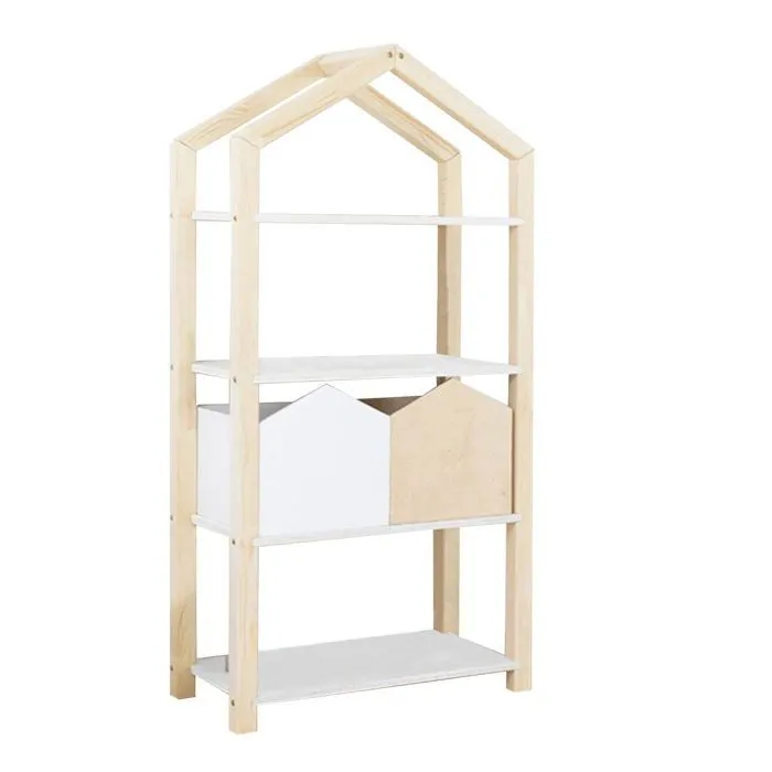 Etagère cabane TALLY - bois verni et blanc-0