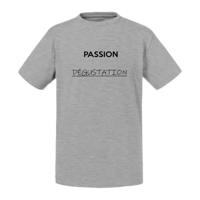T-shirt Enfant Gris Passion Degustation Humour Alcool Gourmandise Drole-0