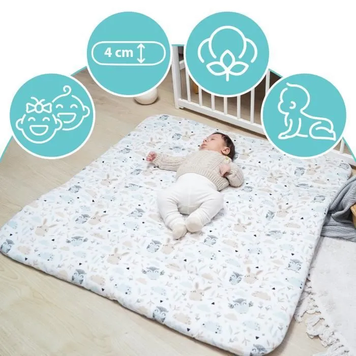 Tapis d'éveil pour bébé - TOTSY BABY - Hiboux - 100x100 cm - Gris Clair-2