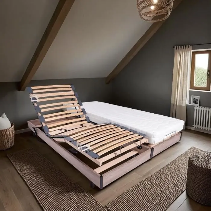 Ensemble relaxation matelas + sommiers électriques 2x70x190 - Mousse - Ferme - TALCA Fabrication française-0