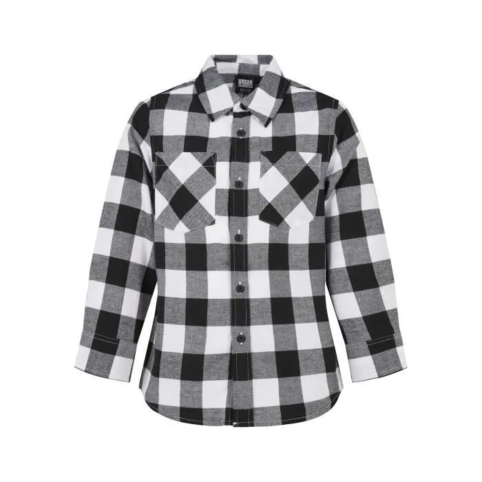 Chemise enfant - Urban Classics - Flanelle - Noir/blanc - Manches longues - Coupe regular-0