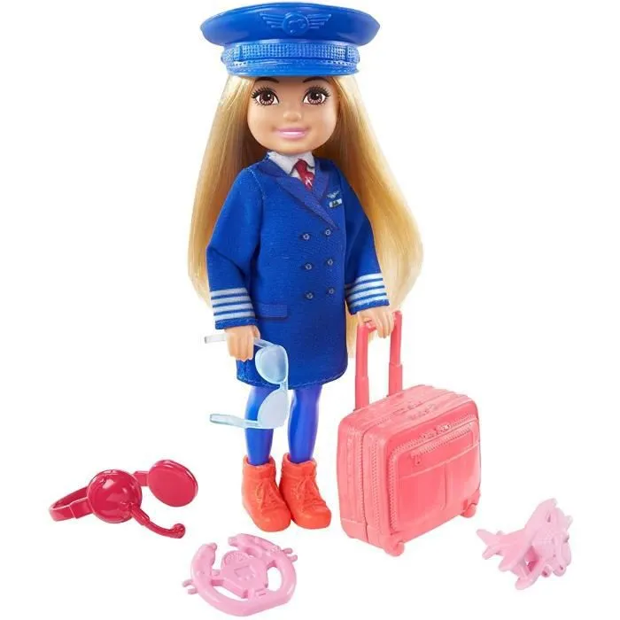 Barbie Playset Avec Poupée Blonde De Chelsea Pilote Et Nombreux Accessoires, Jouet pour Enfants 3 + Ans, GTN90-0