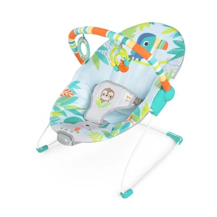 BRIGHT STARTS Transat bébé Toucan, Vibrations apaisantes, Arche d'éveil avec jouets interactifs-0