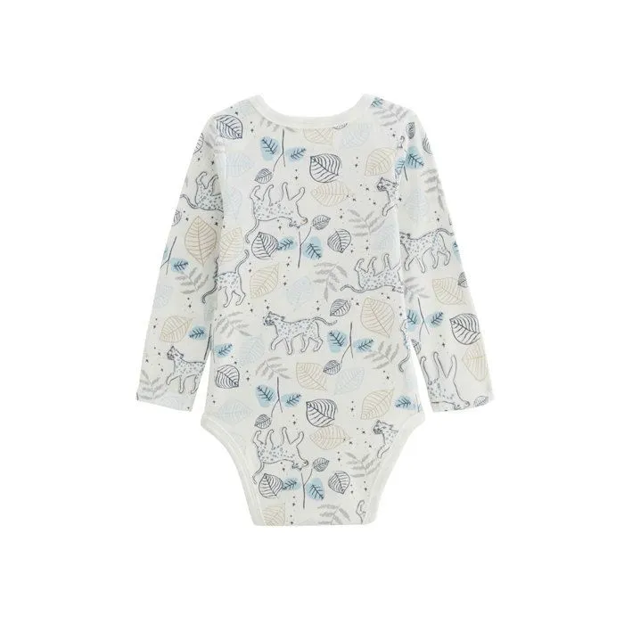 Lot de 2 bodies bébé - Félintrépide - Bleu - Manches longues - Imprimé félin - STANDARD 100 by OEKO-TEX®-2