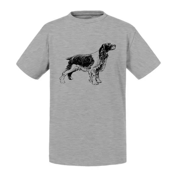 T-shirt Enfant Gris Chien De Chasse Dessin Noir et Blanc Chien de Race-0