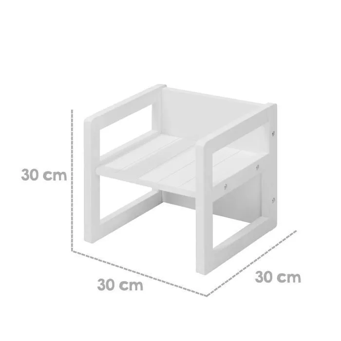 ROBA Tabouret d'Enfant - Style Maison de Campagne - Chaise Réversible à 3 Hauteurs d'Assise - Bois Blanc-4