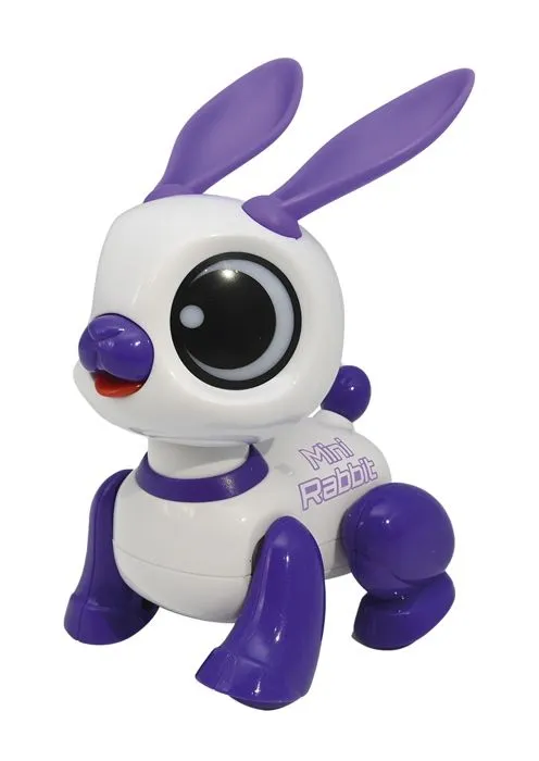Power Rabbit Mini - Robot lapin avec effets lumineux et sonores, contrôle par claquement de main, répétition-0