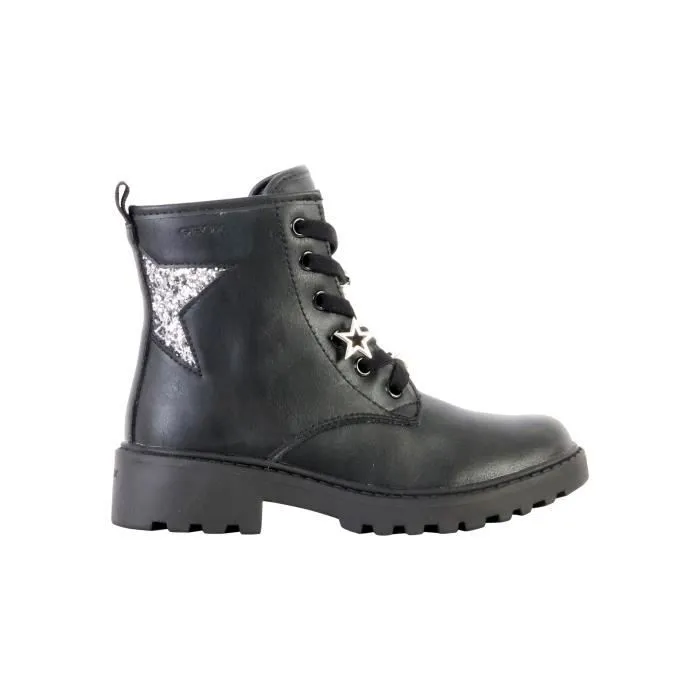 Bottes - GEOX - Casey - Enfant Fille - Lacets - Noir/Argent sombre-1