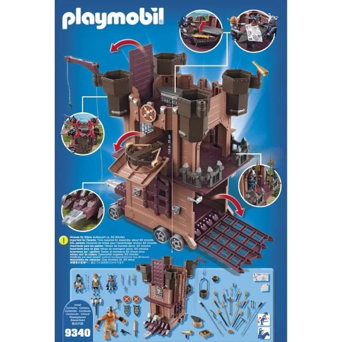 PLAYMOBIL Knights - Tour d'Attaque Mobile des Nains - Contient 3 personnages et 1 troll - A partir de 5 ans-4