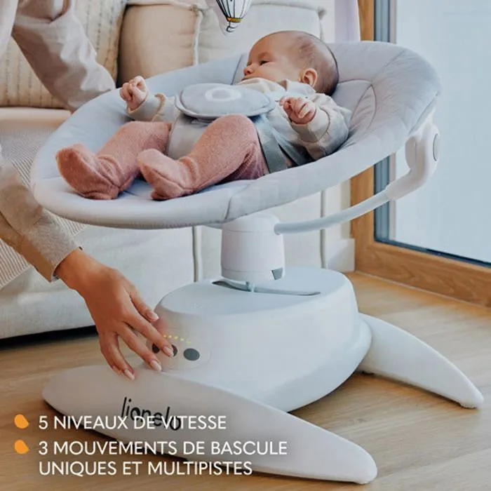LIONELO Iris - Balancelle Bébé Électrique 360° - Léger - 12 mélodies - 3 modes - 5 vitesse - Gris-2