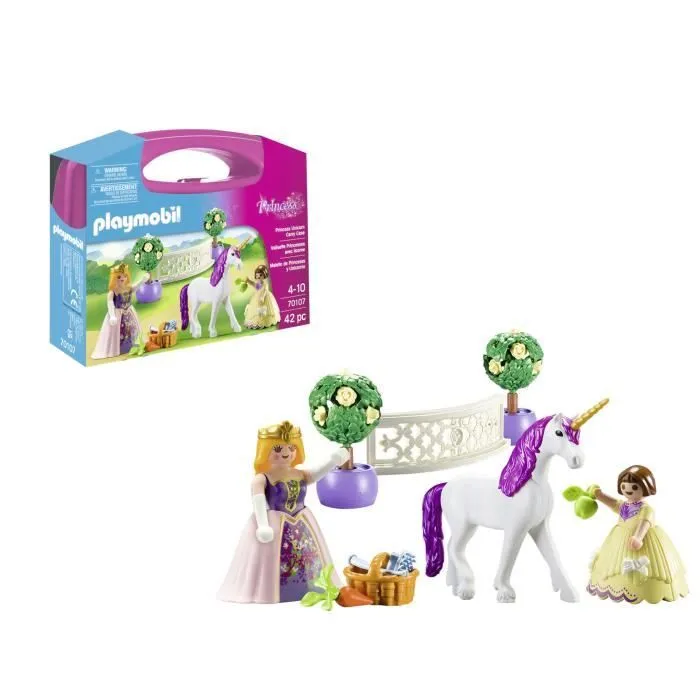 PLAYMOBIL 70107 Valisette Princesses avec licorne, 44 pièces, Dès 4 ans-0