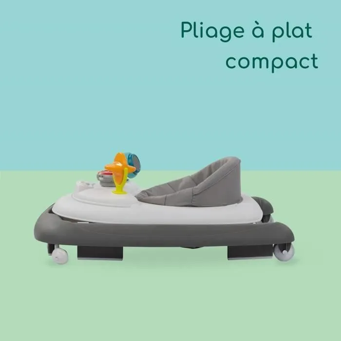 BEBECONFORT Trotteur Explorer avec tablette musicale, De 6 à 18 mois (12kg), Gray Mist-2