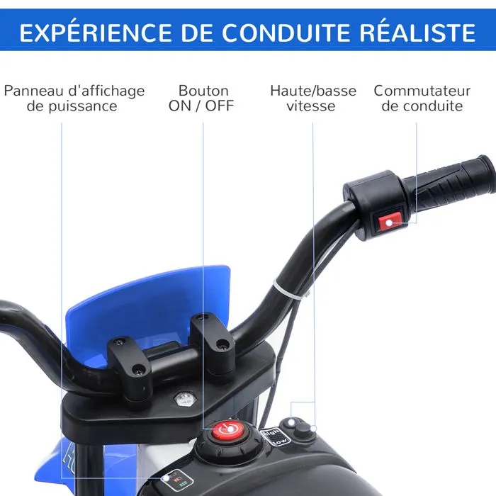 HOMCOM - Moto électrique pour enfants - PP - 106.5x51.5x68cm - Bleu-4