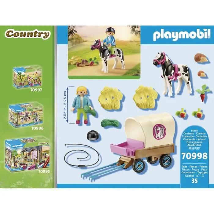 PLAYMOBIL - 70998 - Carriole avec enfant et poney - Jouet en plastique pour enfant de 4 ans et plus-3