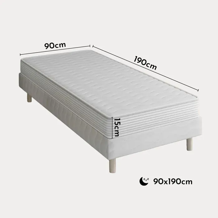 DODO SINGLE - Ensemble sommier+matelas 15 cm 90x190-3