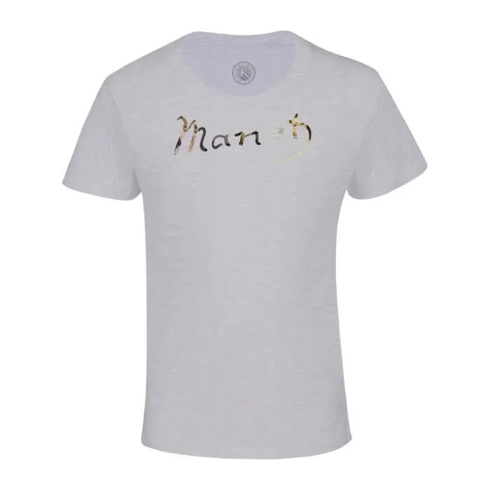 T-shirt Enfant Gris Manet Signature Célèbre Peintre Artiste Realiste Impressionisme-0