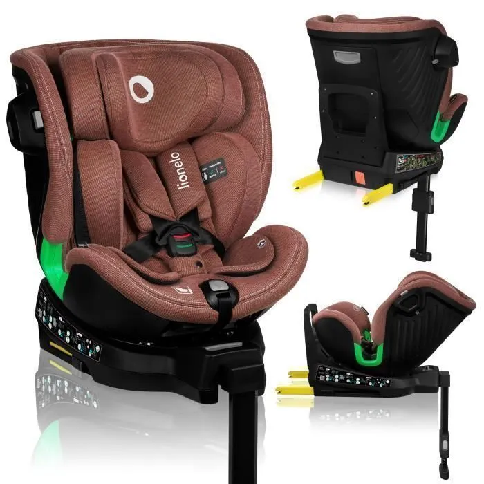 Siège-auto évolutif 40-150cm LIONELO Harmony iSize - Pivotant 360° - ISOFIX - 60% bambou - Groupe 0+/1/2/3 - Rouge brique-0