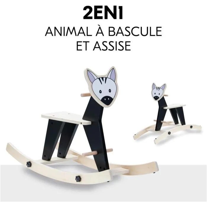 Animal à bascule 2en1 - Rock N Swing - Zèbre - Bois FSC - Poignées et repose-pieds-2