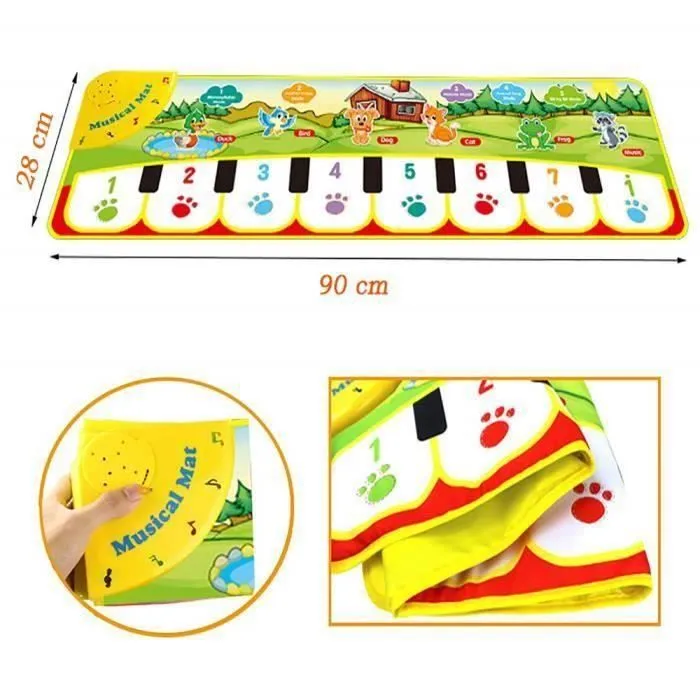 PIMPIMSKY Tapis Musical Bébé Piano , 90x28cm Tapis de Jeu Musical Instrument Touch Jeu Clavier pour Enfants Cadeau-2