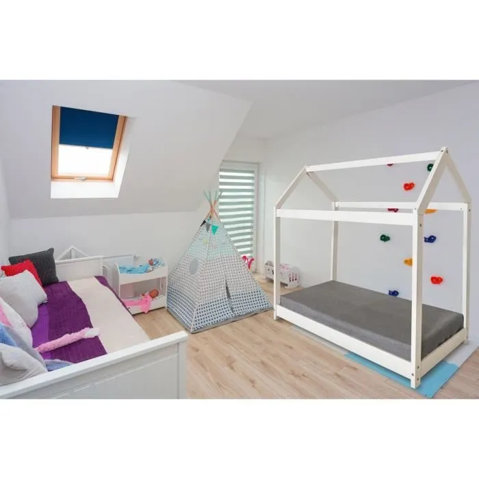 Lit Cabane pour enfant "Camilla" - 140 x 70 cm - Blanc-1