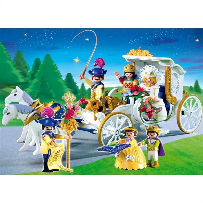 Playmobil - Mariés Carrosse - Collection Le château de Princesse - Avec 6 Personnages-1