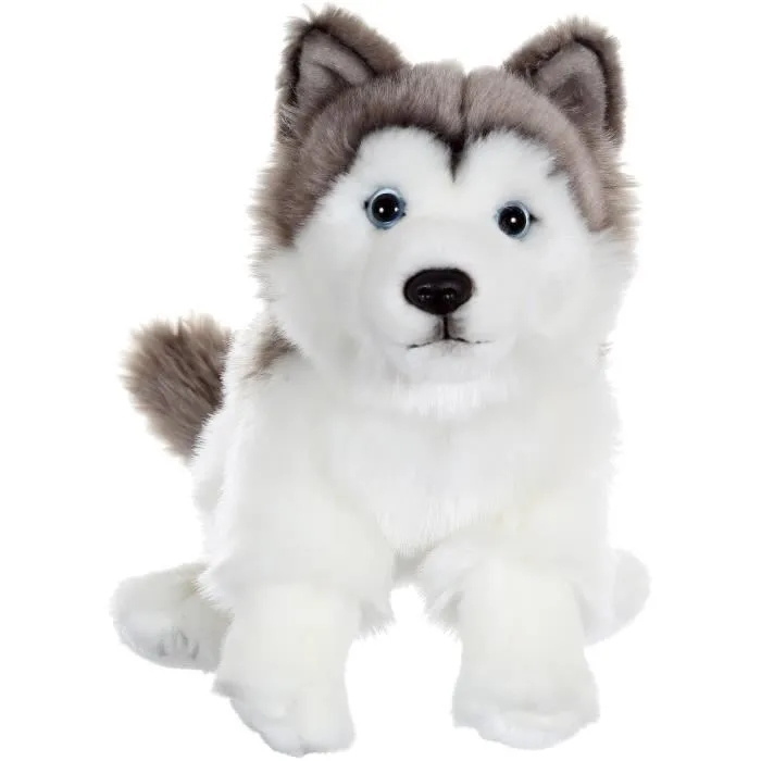 Peluche Chien Husky - GIPSY TOYS - Assis, 25 cm-0