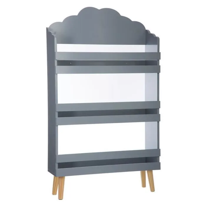 Bibliothèque enfant nuage gris - ATMOSPHERA FOR KIDS - Petite taille - 3 étagères douces-1