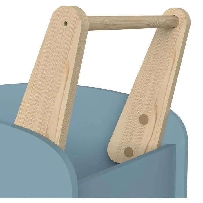 Chariot de rangement à roulettes - FIRMIANA - Style scandinave - Bleu orage et bois naturel - 49,8 x 35 x 52,5 cm - DEMEYERE-3