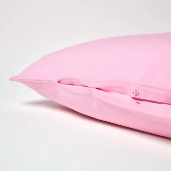 Taie d'oreiller spécial oreiller cervical en coton égyptien 200 fils Forme V rose-3